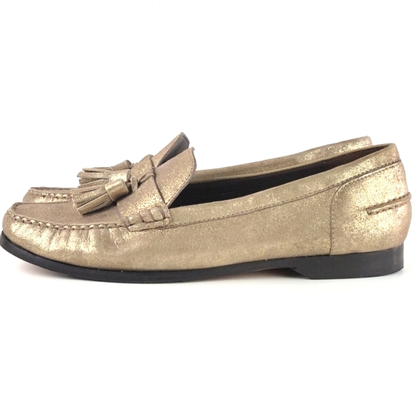 Cole Haan Grand.OS Pinch Hand Sewn Leather Tassel Slip-on Loafer Light Gold - Picture 5 of 16